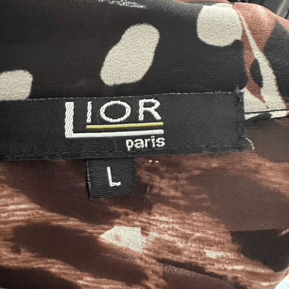 Lior Paris Chiffon Animal Print Kimono Open Front Beachy Chic Career Top Size L - Picture 7 of 8